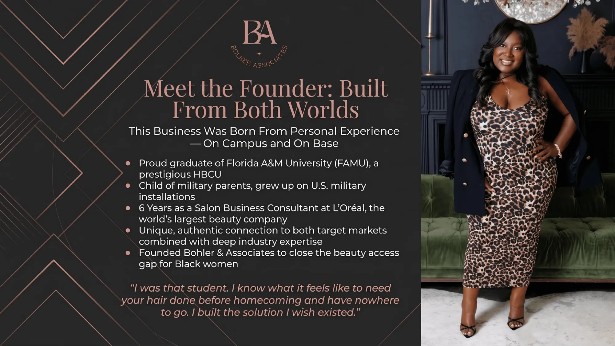 Andrea Bohler’s original founder introduction and portrait, preserved from the Bohler & Associates website.